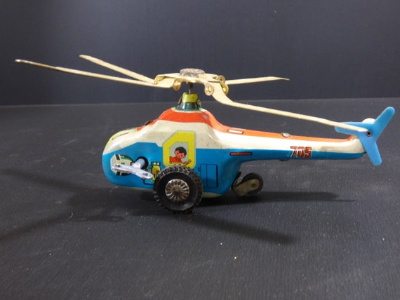Vintage Tin Litho made in China wind up Helicopter