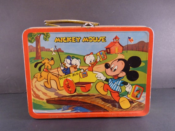 thermos metal mickey mouse & friends tin lunch box