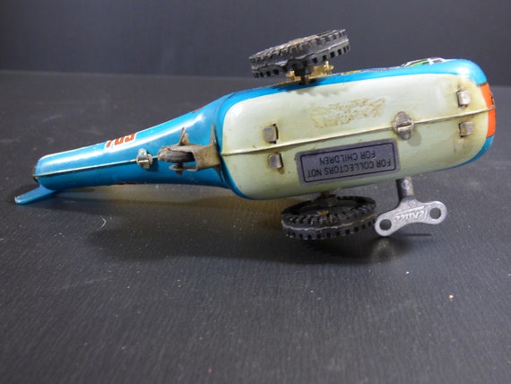 Vintage Tin Litho made in China wind up Helicopter