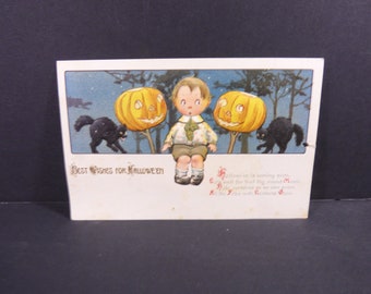 Vintage Gottschalk Best Wishes for Halloween postcard