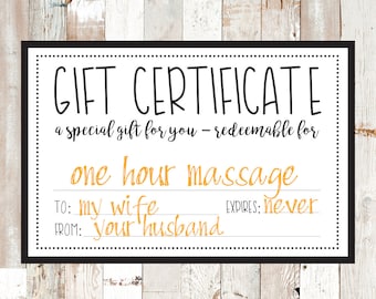 Gift Certificate / Gift Card / Gift / Gifts / Printable / Digital Download / Instant Download / Custom / Personalized / Template / DIY