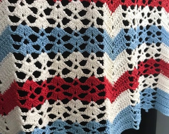 Patriotic Zig-Zag Crocheted Vintage Apron