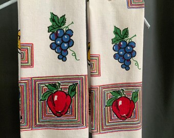 Startex Fruits Squared Vintage Dishtowel Pair