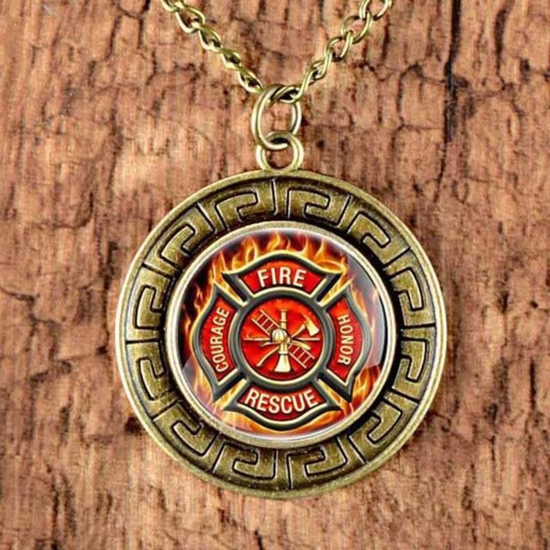 Firefighter Pendant Necklace Firerescue Etsy