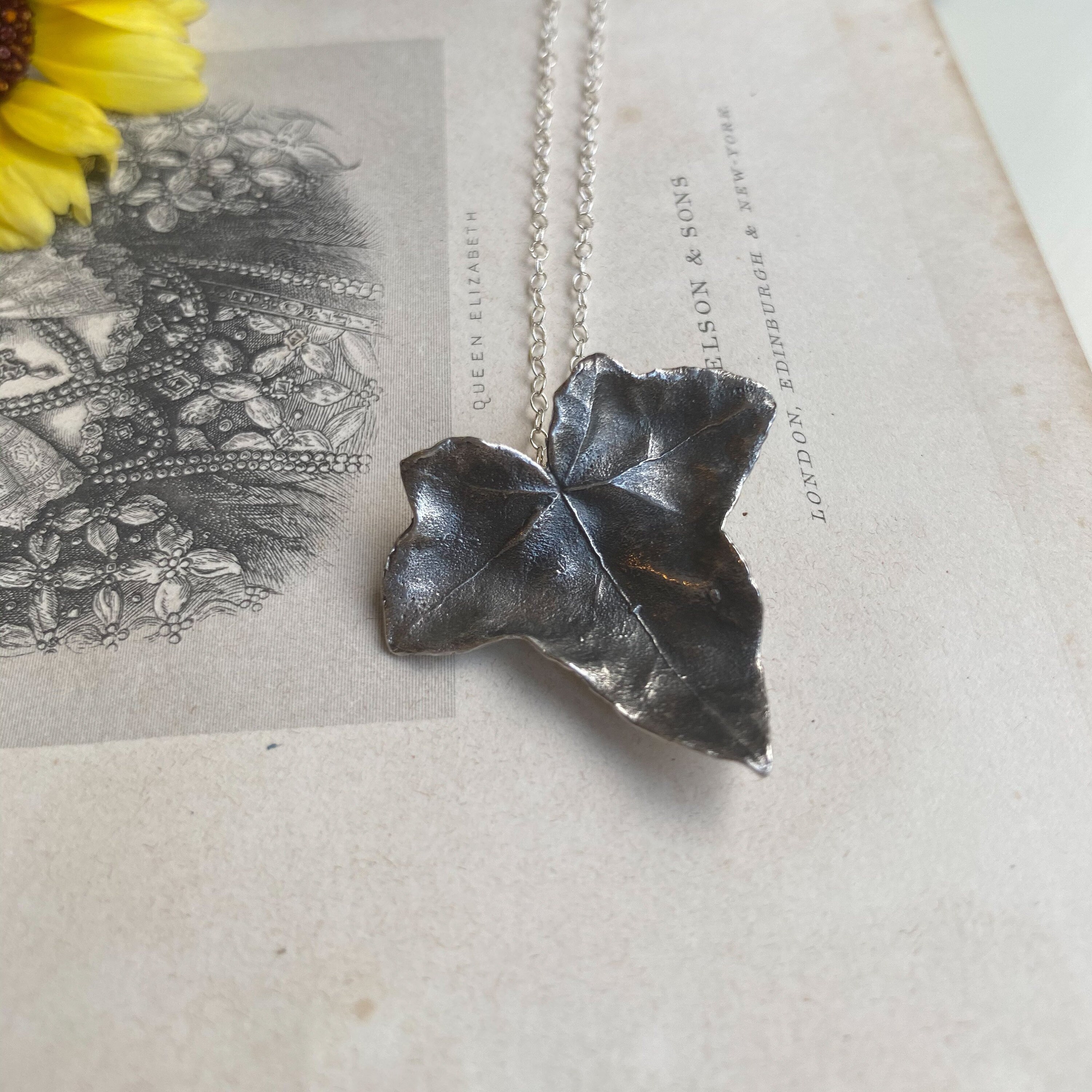 Sterling Silver Ivy Leaf Necklace Etsy