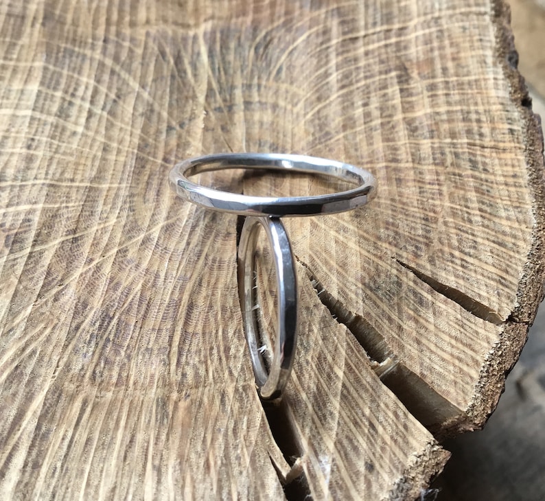Sterling silver Hammered stacking ring band textured ring stacking ring