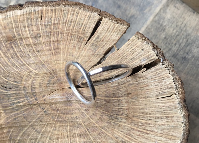 Sterling silver Hammered stacking ring band textured ring stacking ring