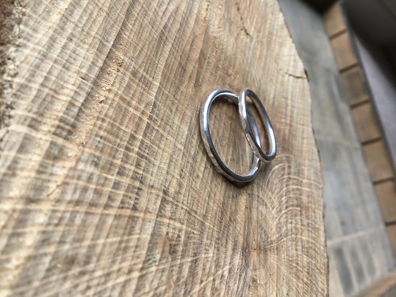 Sterling silver Hammered stacking ring band textured ring stacking ring