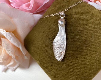 Sterling silver sycamore seed necklace, sycamore pendant, sycamore necklace, maple seed necklace, samara pendant, nature pendant