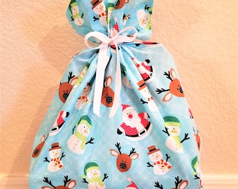 Blue Santa and Snowmen Gift Bag