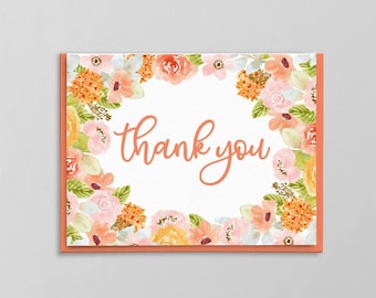 Wildflower Thank You Greeting Card, Printed