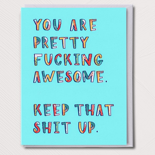 You're Awesome Card, Greeting Cards, Love, Encouragement Card, You're Fucking Awesome