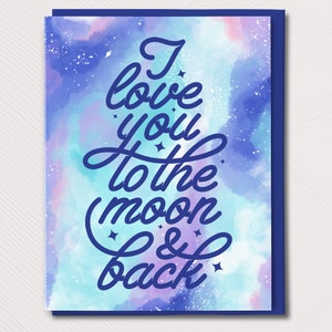 I love you to the Moon and Back Valentijnsdagkaart, wenskaarten, liefde, Valentijnsdag, wees de mijne