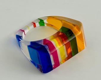 Vintage 1970s lucite ring size 7 3/4 new old stock