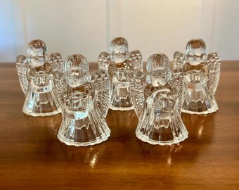 5 anges en verre, bougeoir en verre Biedermann pour bougies à carillon