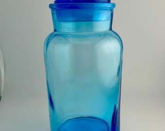 Vintage Belgian Glass Apothecary Jar/Bottle Unique Blue Large Bottle