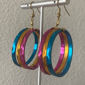 Vintage 1980s Tri-Color Hoop Earrings: New Old Stock