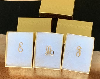 Vintage 1960s Gold Tone Initial Pin: E, M, or F