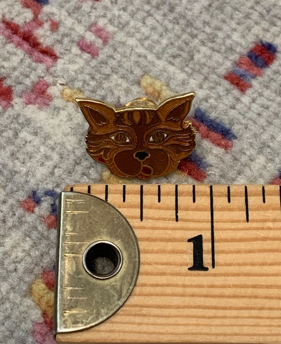 Rare Vintage 1980s Orange Tabby Cat Enamel Pin Go… - image 4