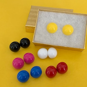 1980s Retro Button Earrings: Half Sphere NOS, Choose Your Color