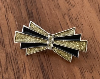 Broche Vintage émaillée Métal Doré - Style Art Déco - Occasion - Parfaite Pour Customiser Veste, Sac, Chapeau