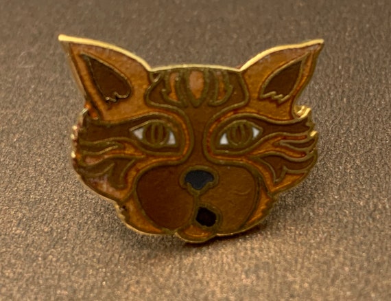 Rare Vintage 1980s Orange Tabby Cat Enamel Pin Go… - image 10
