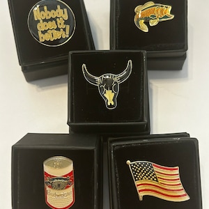 Vintage Enamel Hat Pin Lot: 1990s Gold Tone Pins, Set of 5