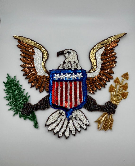 Vintage American Eagle Appliqué Patch Sequins and 