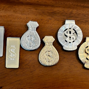 Fermasoldi in metallo vintage anni '90 Nuovo vecchio stock Oro o argento 3 design tra cui scegliere include 1 fermasoldi Scegli tra le opzioni