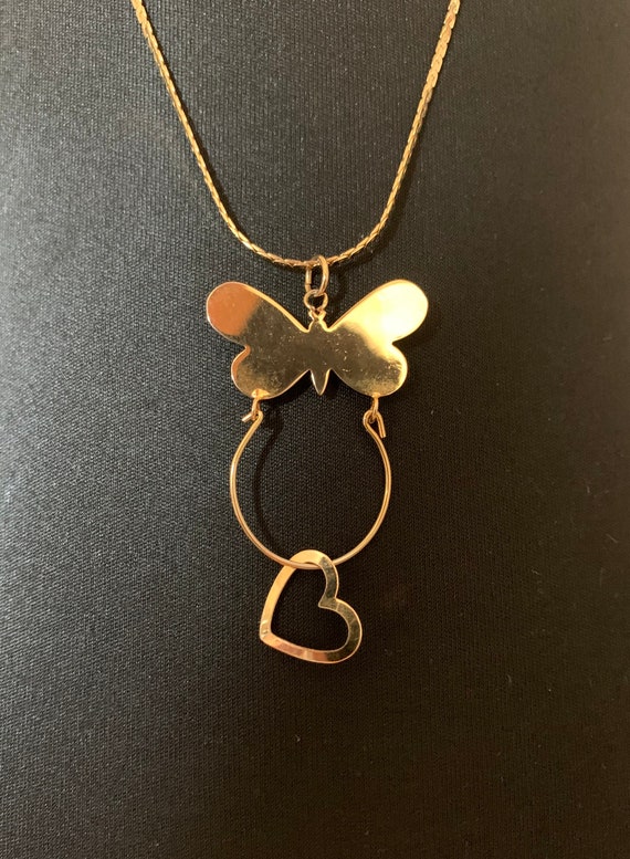 pdvn800 1970s Vintage 12K gold filled butterfly charm holder pendant