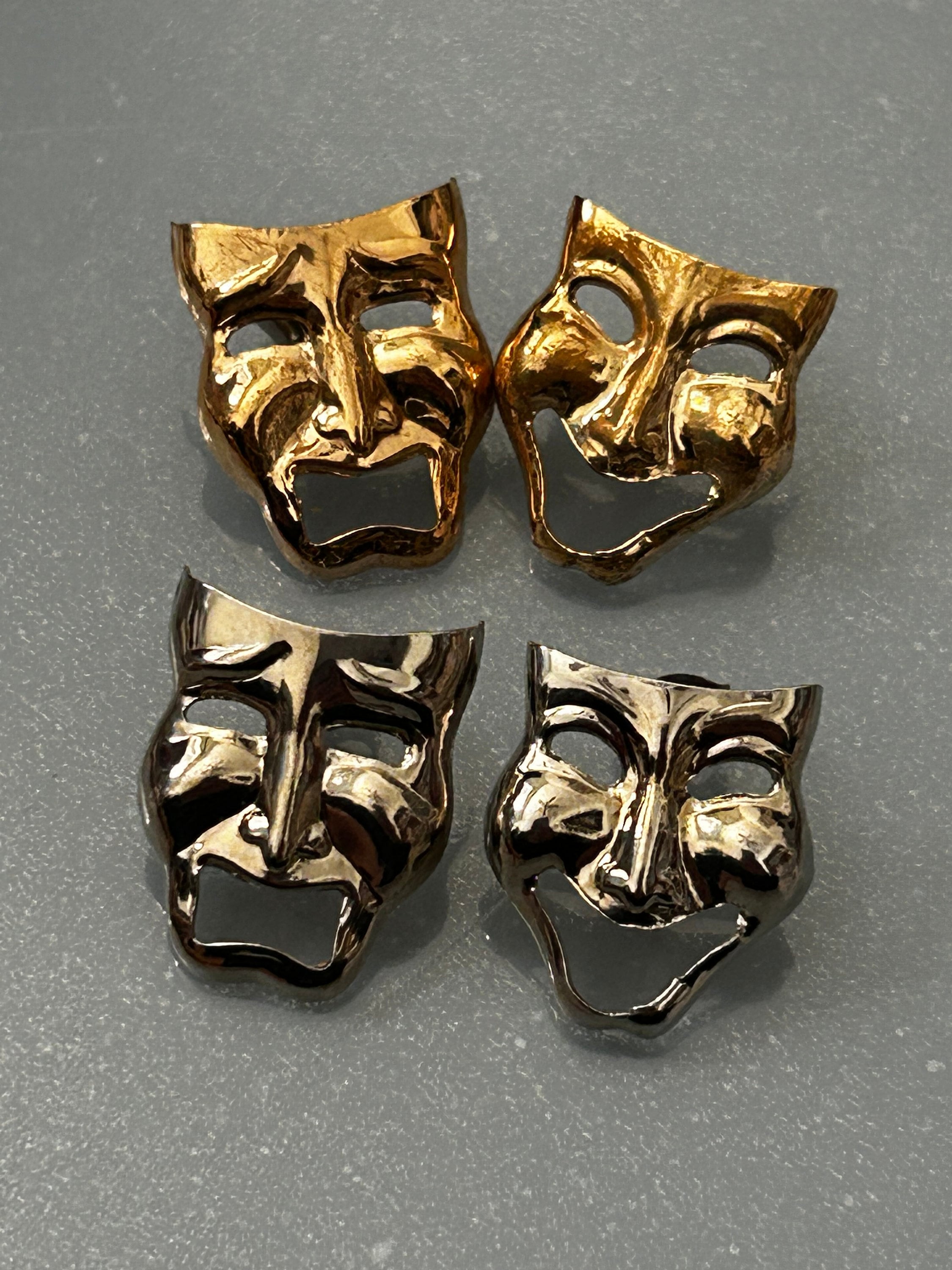 Rare Vintage Made in France Gold Tone Comedy Tragedy Theater Mask Barrette Clip Vintage Hair Clip Comedy & Tragedy Masks | Used,… | Noihsaf  main image 3