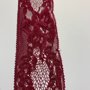 VINTAGE Floral Red Wine colored Lace Trim (2.25in.Width)