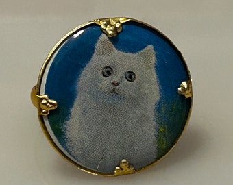 Vintage 1970s Animal Novelty Ring: Cat Design, New Old Stock