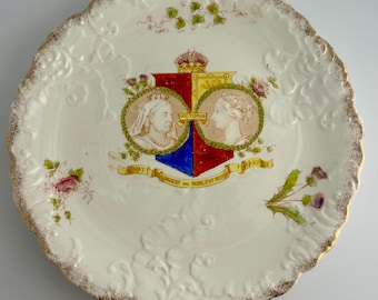 Antique QUEEN VICTORIA Diamond Jubilee 1897 Commemorative Plate Longest and Noblest Reign 1837-1897