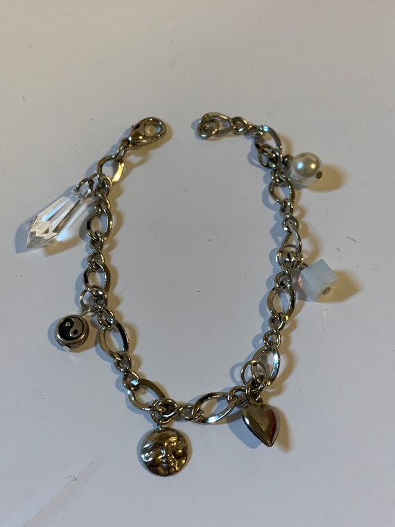 Vintage Charm Bracelet Silver tone with 6 Charms … - image 3