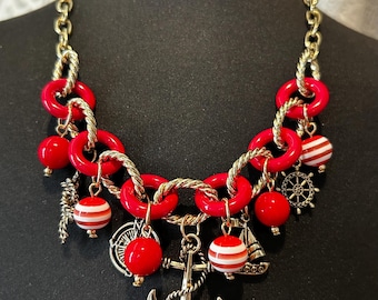 Collier à breloques nautiques ajustable Y2K New Old Stock (19-22 pouces)