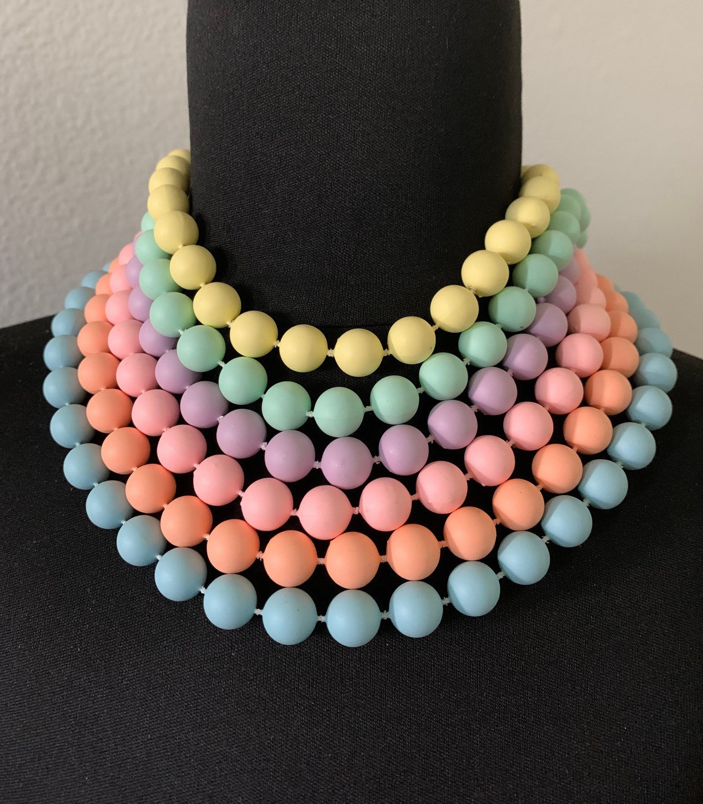 Vintage 80s Gum Ball Choker: Pastel Bead Necklace - Etsy 日本