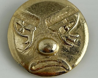 Broche/épingle vintage des années 1930, visage de clown triste/fou lune
