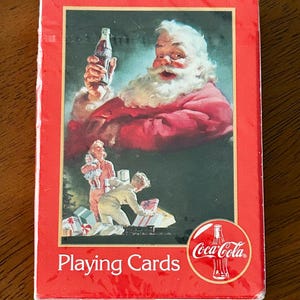 Cartas de baralho Coca-Cola vintage com Papai Noel 1996 Embalagem lacrada e fechada