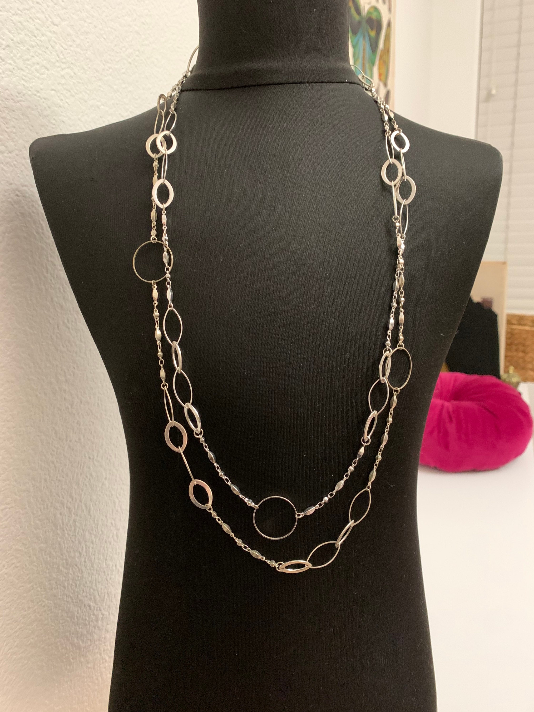 80s vintage chain Strass oval silver size 48