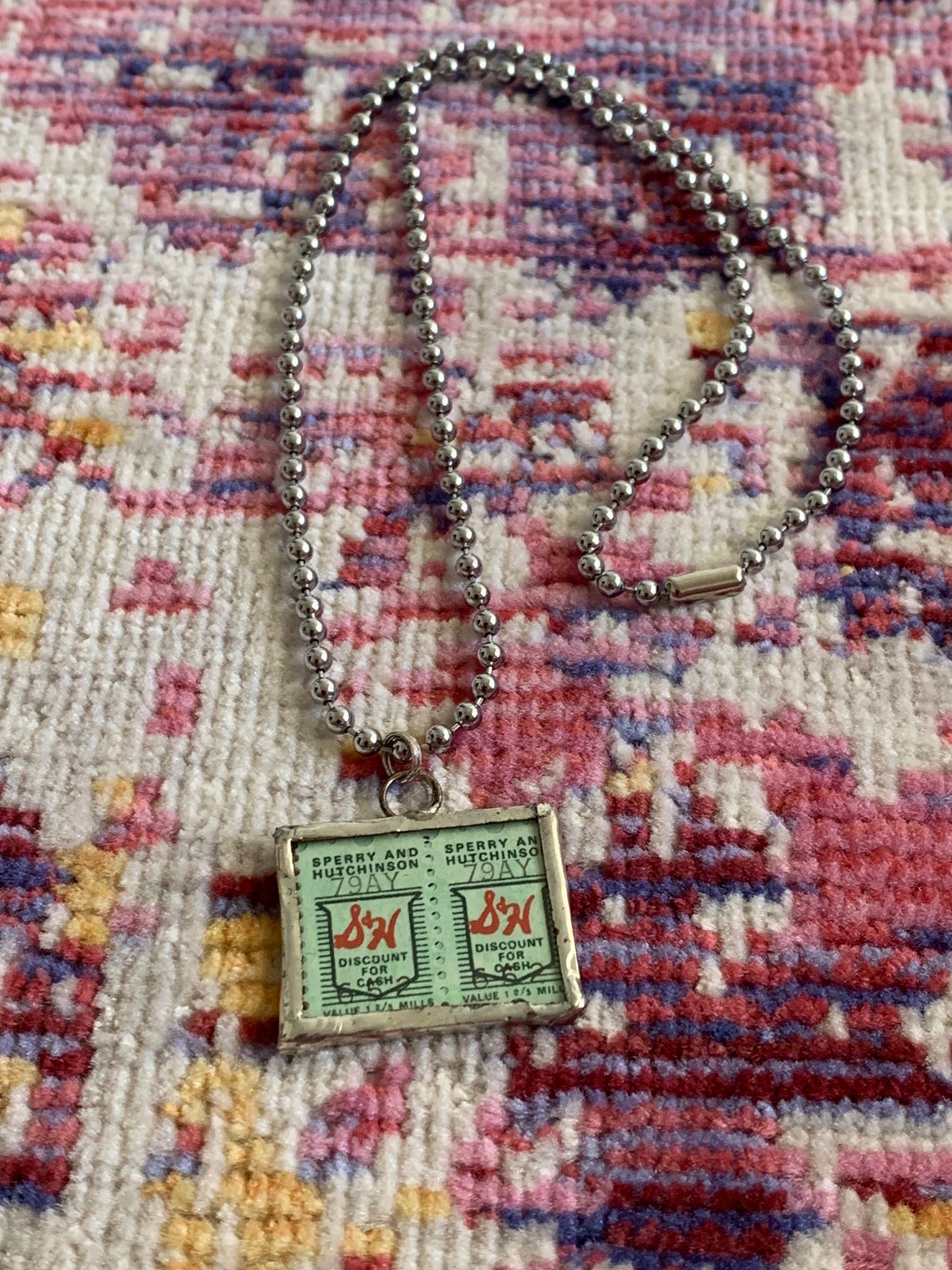 S&H Stamp Necklace Handmade Lead Free Solder Double Sided Etsy Canada
