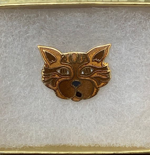 Rare Vintage 1980s Orange Tabby Cat Enamel Pin Go… - image 6