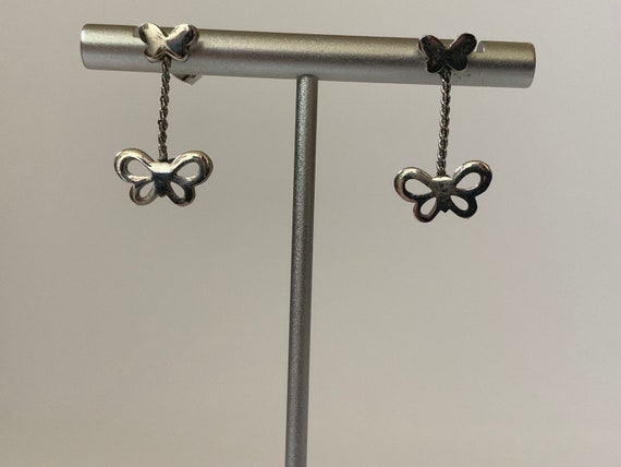 Vintage 1980s Silver Butterfly Earrings - image 8