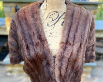 Genuine Black Ranch Mink Fur Stole cape wrap caplet wedding real fur bride bridesmaid gift