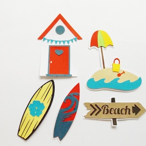 Playa Verano Papercraft Adornos Vacaciones Scrapbooking Ephemera Surfing Card Making Toppers Decoraciones de diario Tarjeta Suministros artesanales