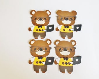 Student Computer Papercraft Embellishments Office Boys Bears Scrapbooking Ephemera Card Making Toppers Card Decorations Craft Supplies