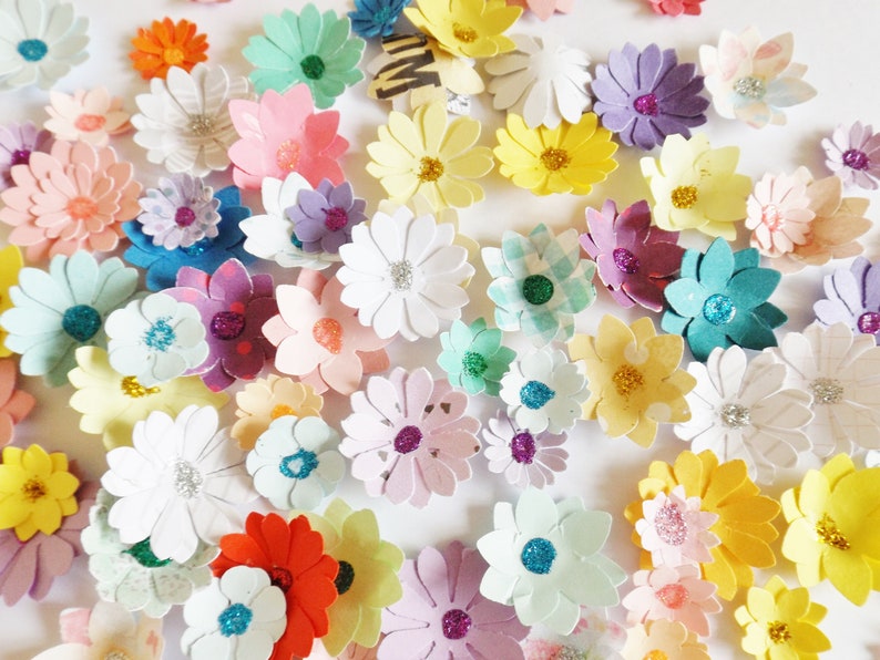Mixed Paper Flowers Papercraft Embellishments Scrapbooking Etsy UK