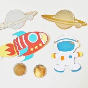 Decorazioni di carta per lo spazio Astronauti Scrapbooking Effimere Razzi Creazione di biglietti Topper Accenti per diario Materiali per l'artigianato