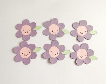 Lila fröhliche Blumen – Papierbastelverzierungen, Scrapbook-Ephemera, florale Kartendekorationen, Tagebuchverzierungen, Bastelarbeiten