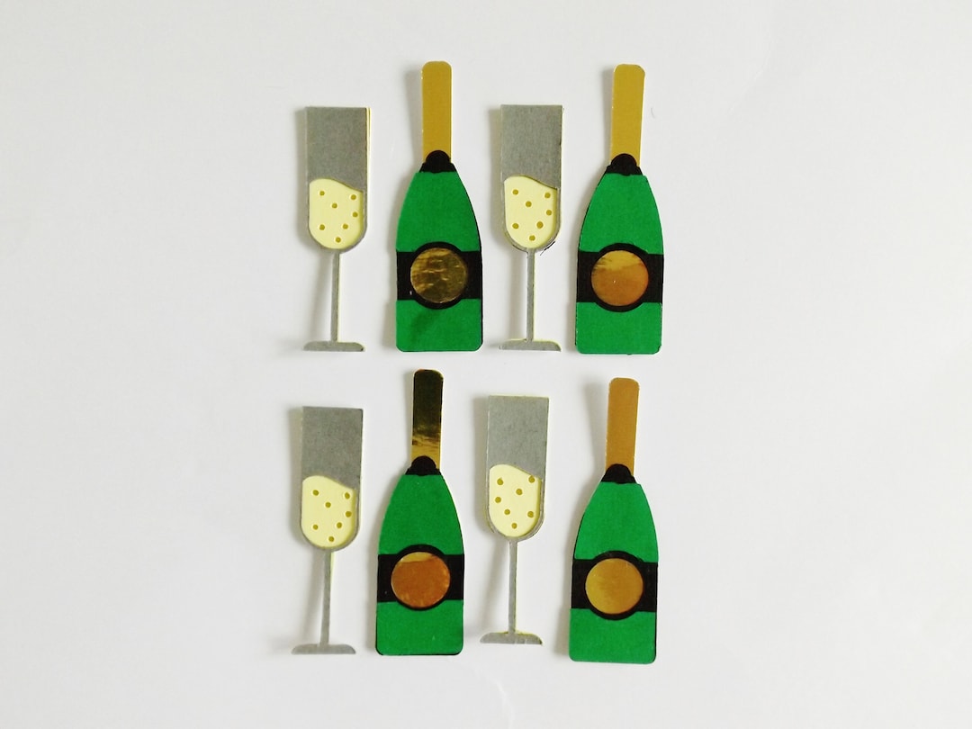 Champagne Glasses Papercraft Embellishments Bottles Drinks Scrapbooking